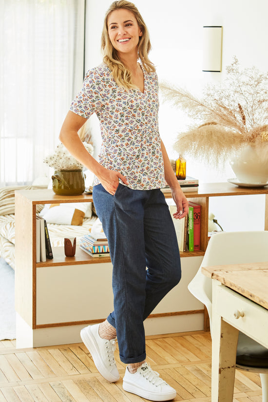 Womens,Trousers,Trouser,Chambray,Denim,Indigo,IndigoWash,Bright,Comfy,Comfortable,Colourful,Spring,Summer,Limited,Mistral