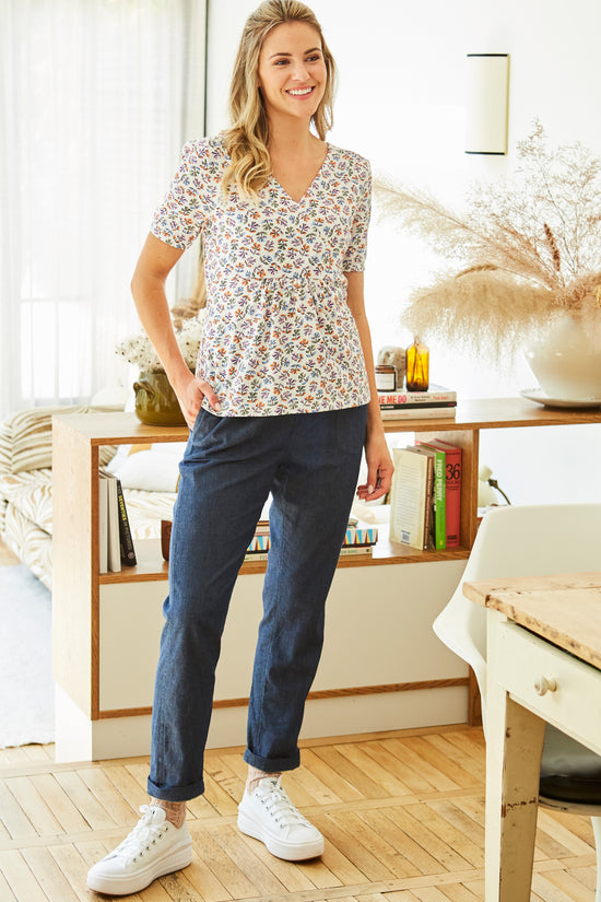 Womens,Trousers,Trouser,Chambray,Denim,Indigo,IndigoWash,Bright,Comfy,Comfortable,Colourful,Spring,Summer,Limited,Mistral