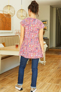 Womens,Tunics,Tunic,Print,Prints,Printed,Red,Purple,Bright,Comfy,Comfortable,Colourful,Spring,Summer,Limited,Mistral