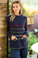 Womens,Knitwear,Jumpers,Jumper,Stripe,Stripes,Stripey,Striped,Blue,DarkBlue,Navy,Eclipse,Bright,Comfy,Comfortable,Colourful,Spring,Summer,Limited,Mistral