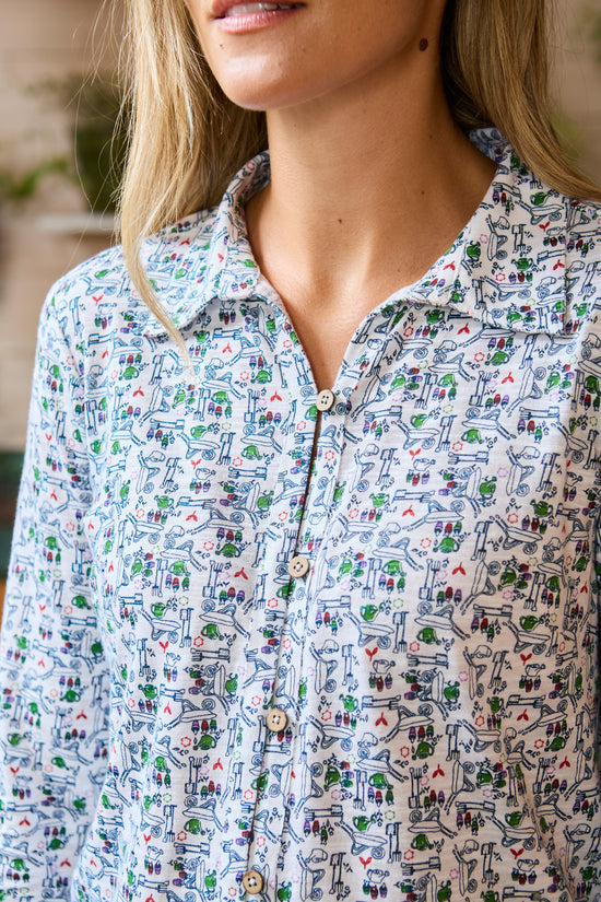 Womens,Shirt,Shirts,Print,Prints,Printed,White,Green,Bright,Comfy,Comfortable,Colourful,Spring,Summer,Limited,Mistral