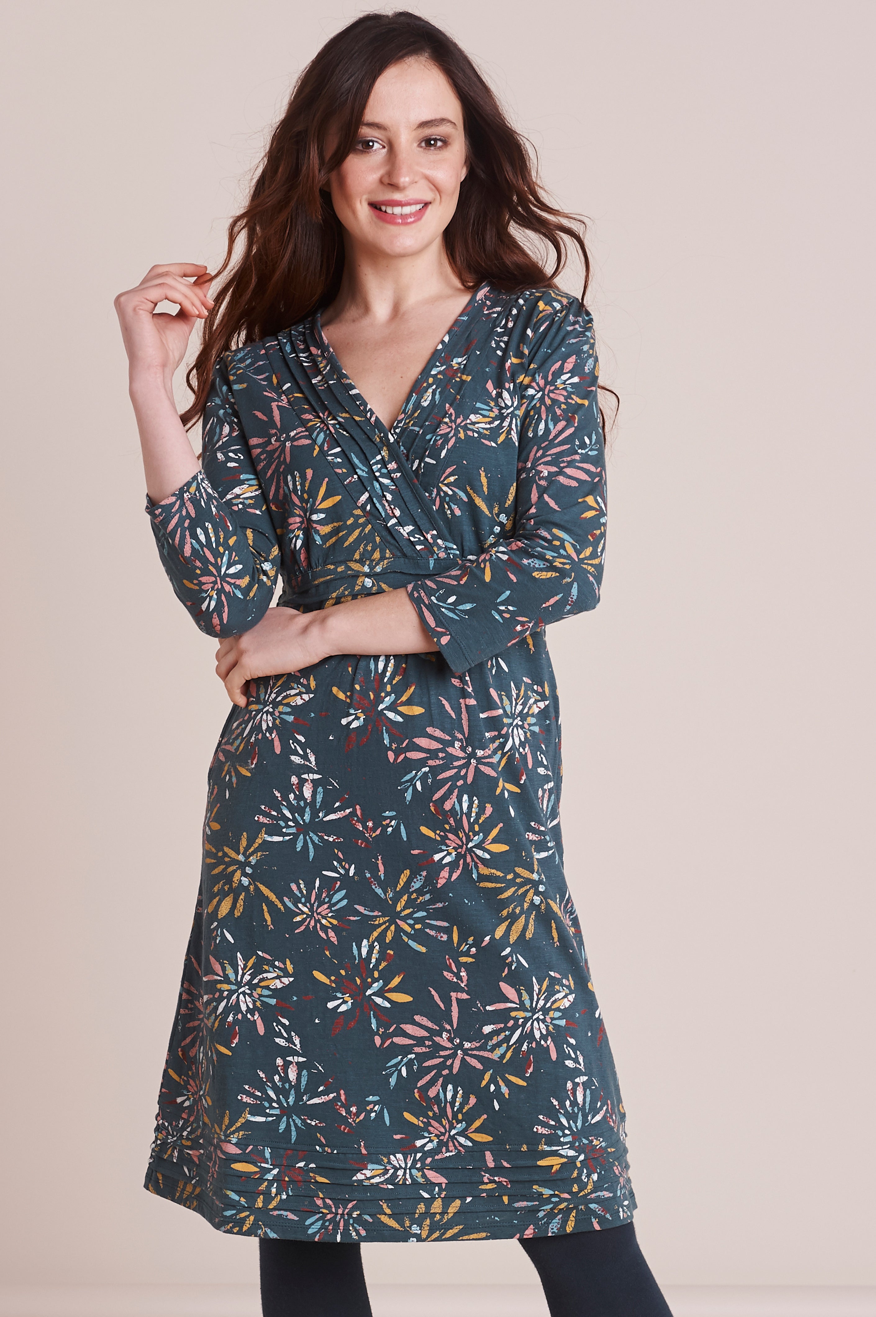Spikey Floral Jersey Crossover Dress – Mistral Online